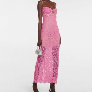 Self-Portrait Pink and Tan Lace Dress